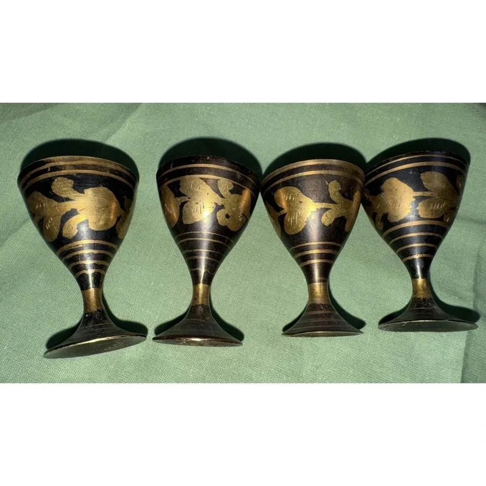 Mini brass goblets‎ set of 4 2